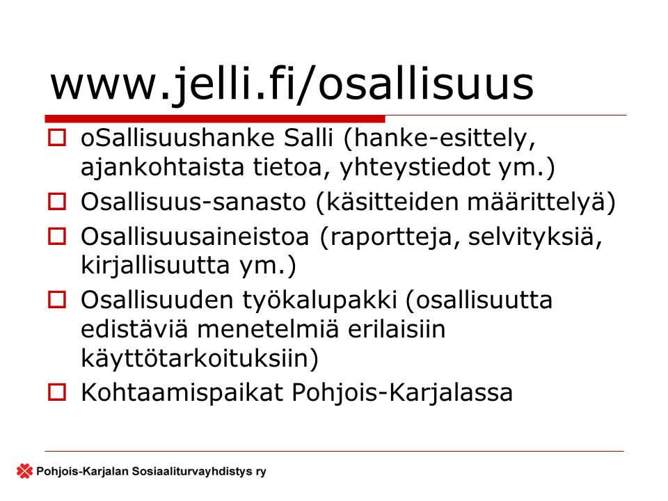 oSallisuushanke Salli (hanke-esittely, ajankohtaista tietoa, yhteystiedot ym.)