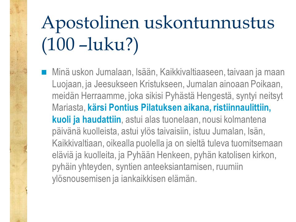 Apostolinen uskontunnustus (100 –luku )