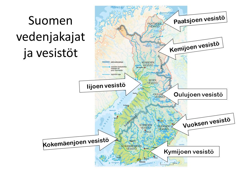 Suomen vedenjakajat ja vesistöt