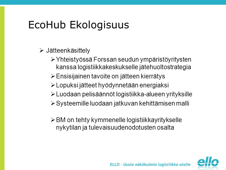 EcoHub Ekologisuus Jätteenkäsittely