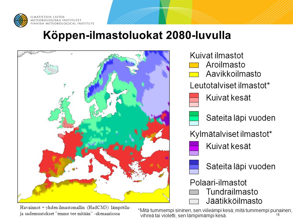 Köppen-ilmastoluokat 2080-luvulla