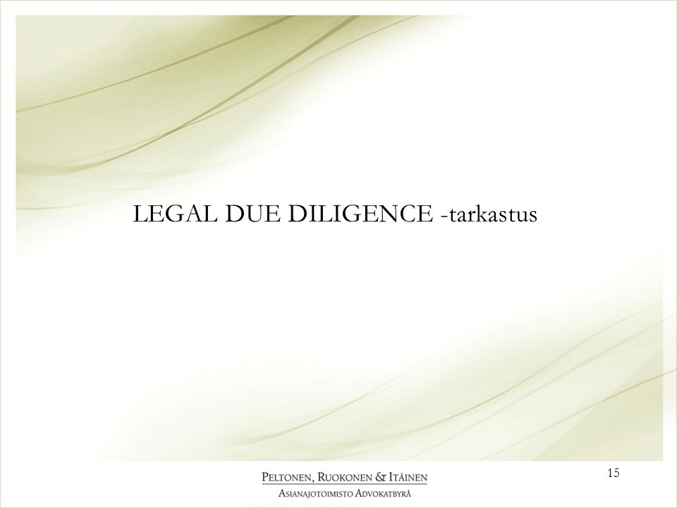 LEGAL DUE DILIGENCE -tarkastus