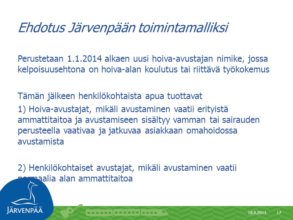 Ehdotus Järvenpään toimintamalliksi