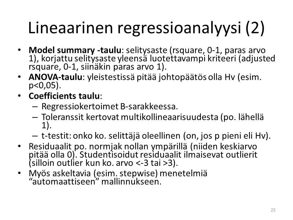 Lineaarinen regressioanalyysi (2)