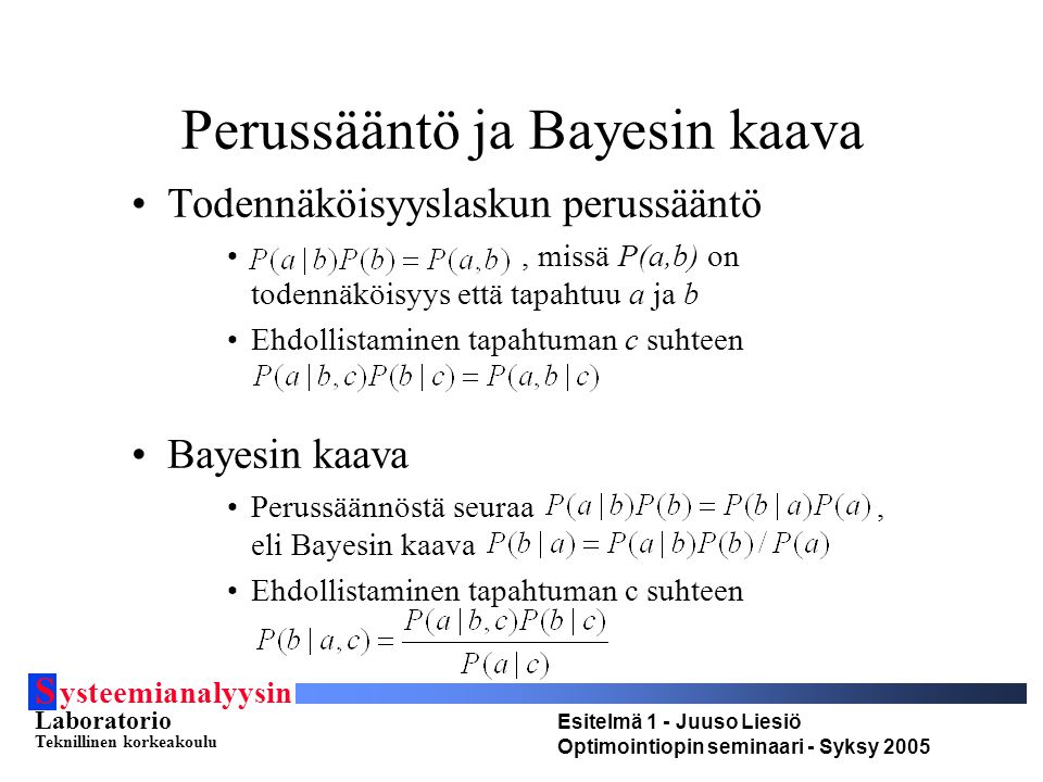 Perussääntö ja Bayesin kaava