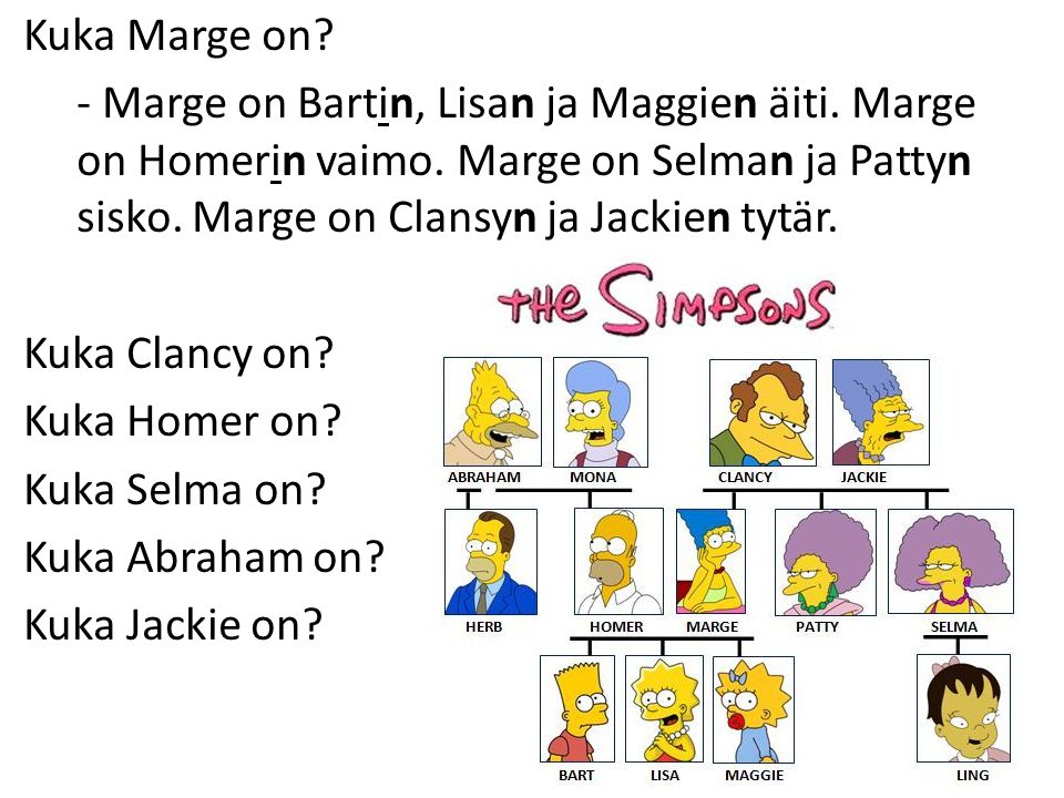 Kuka Marge on. - Marge on Bartin, Lisan ja Maggien äiti