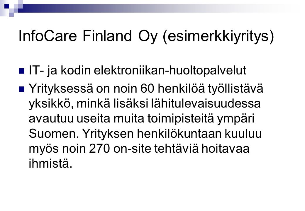 InfoCare Finland Oy (esimerkkiyritys)
