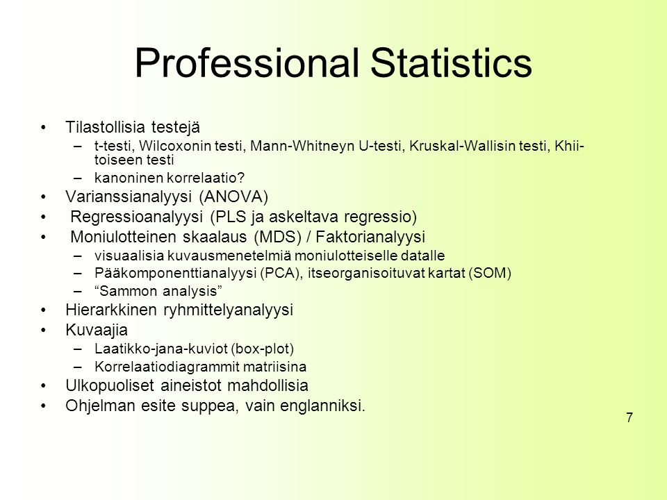 Professional Statistics