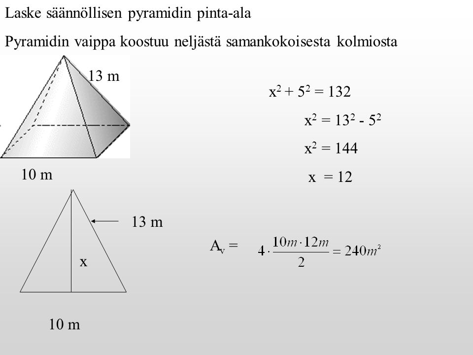 Laske säännöllisen pyramidin pinta-ala