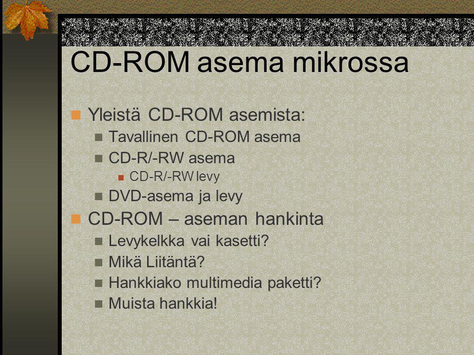 CD-ROM asema mikrossa Yleistä CD-ROM asemista: