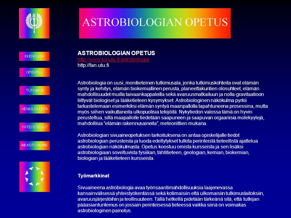 ASTROBIOLOGIAN OPETUS