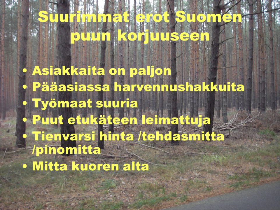 Suurimmat erot Suomen puun korjuuseen