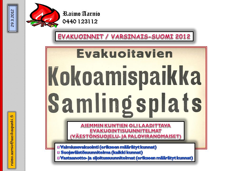 Raimo Aarnio EVAKUOINNIT / VARSINAIS-SUOMI 2012