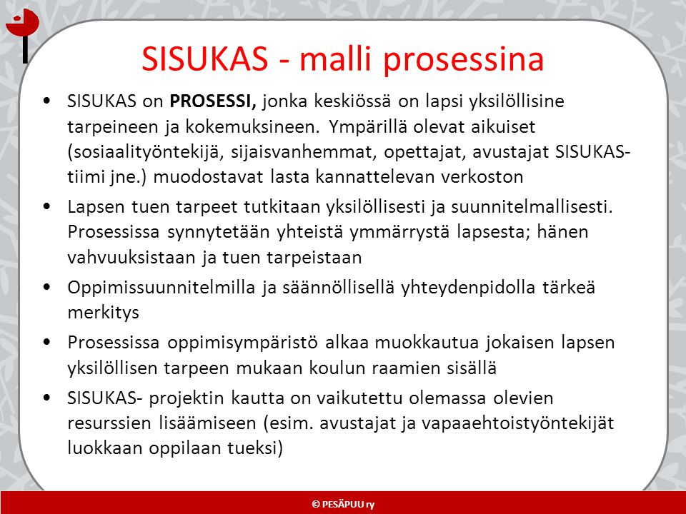 SISUKAS - malli prosessina