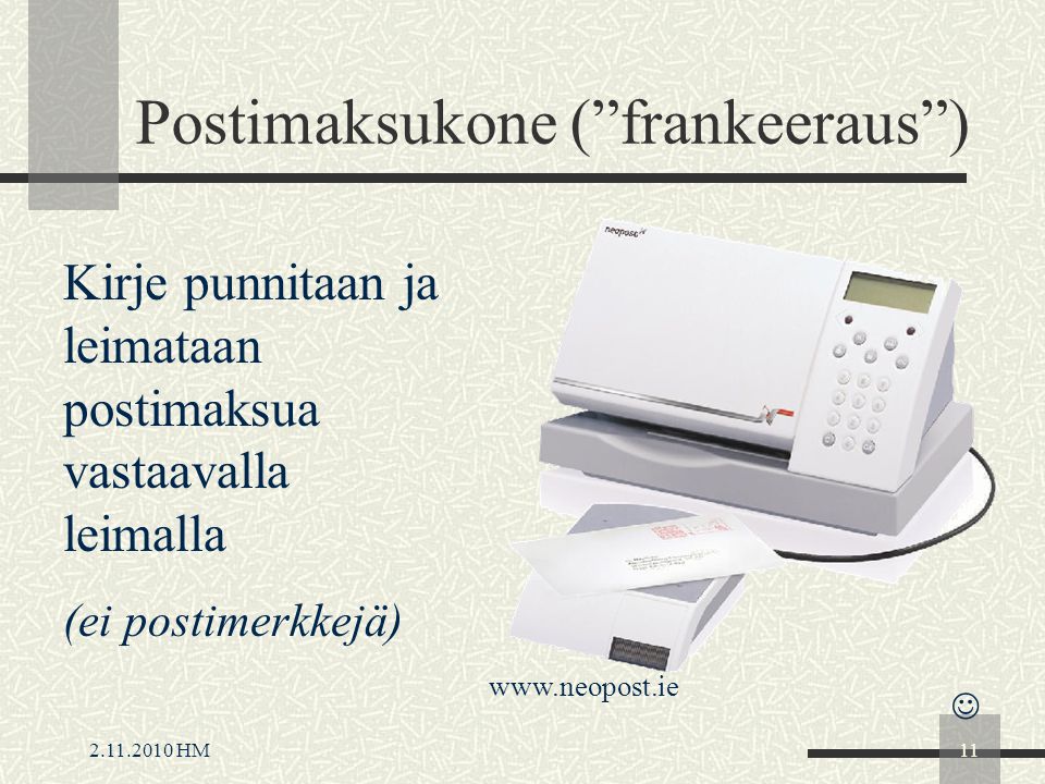 Postimaksukone ( frankeeraus )