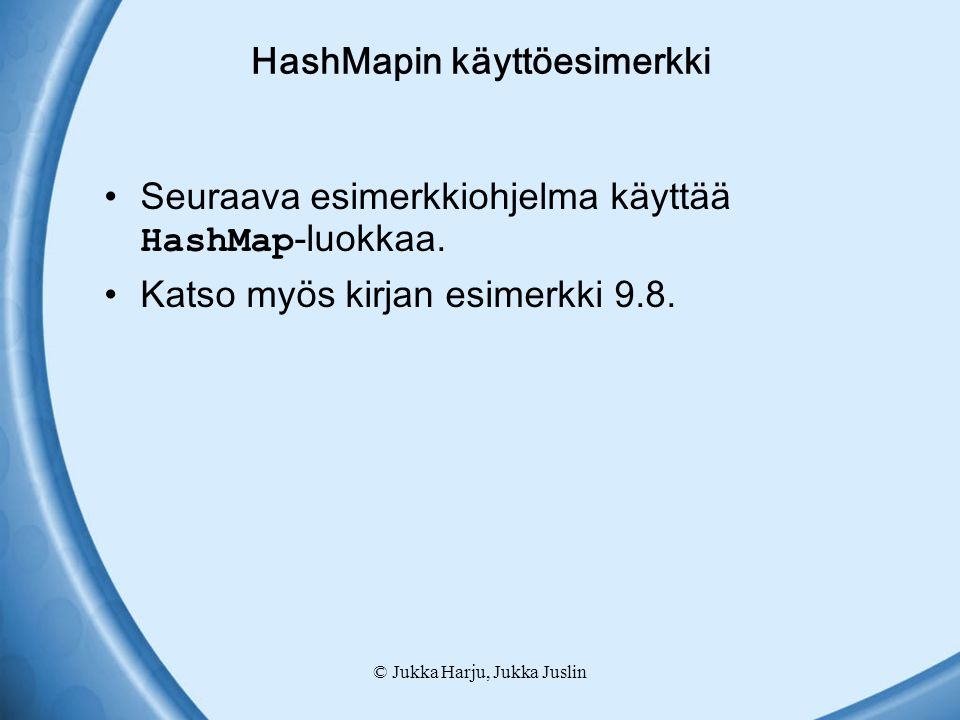 HashMapin käyttöesimerkki