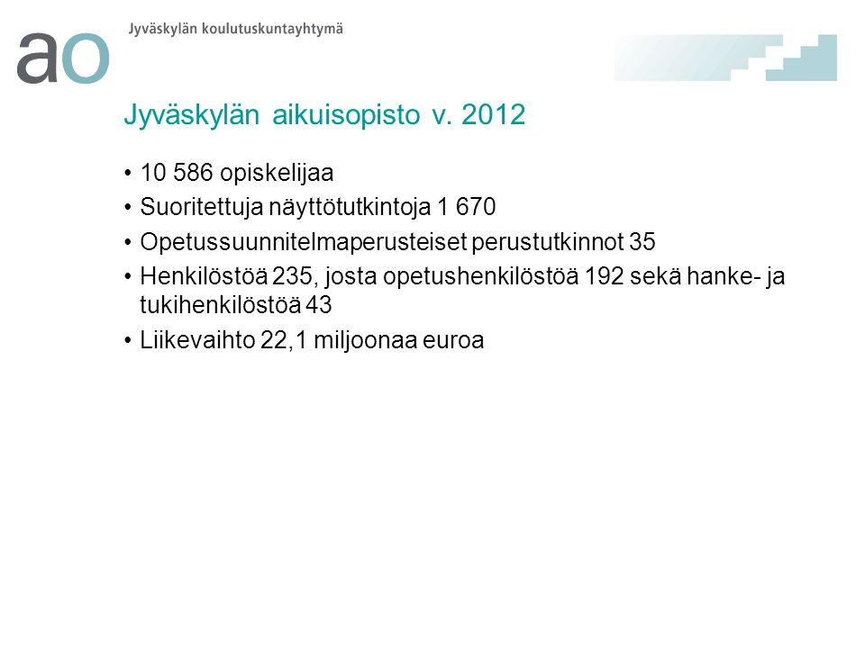 Jyväskylän aikuisopisto v. 2012