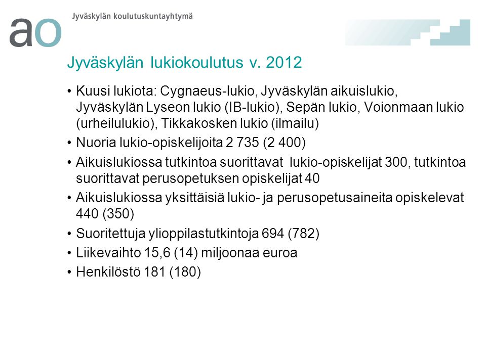 Jyväskylän lukiokoulutus v. 2012