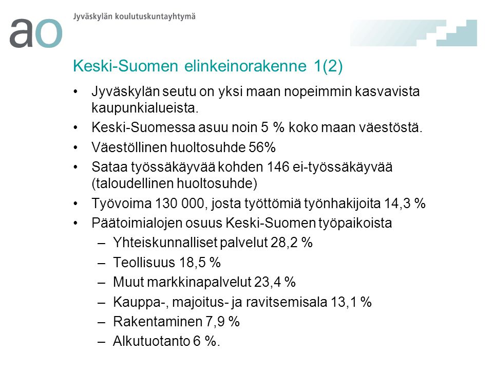Keski-Suomen elinkeinorakenne 1(2)