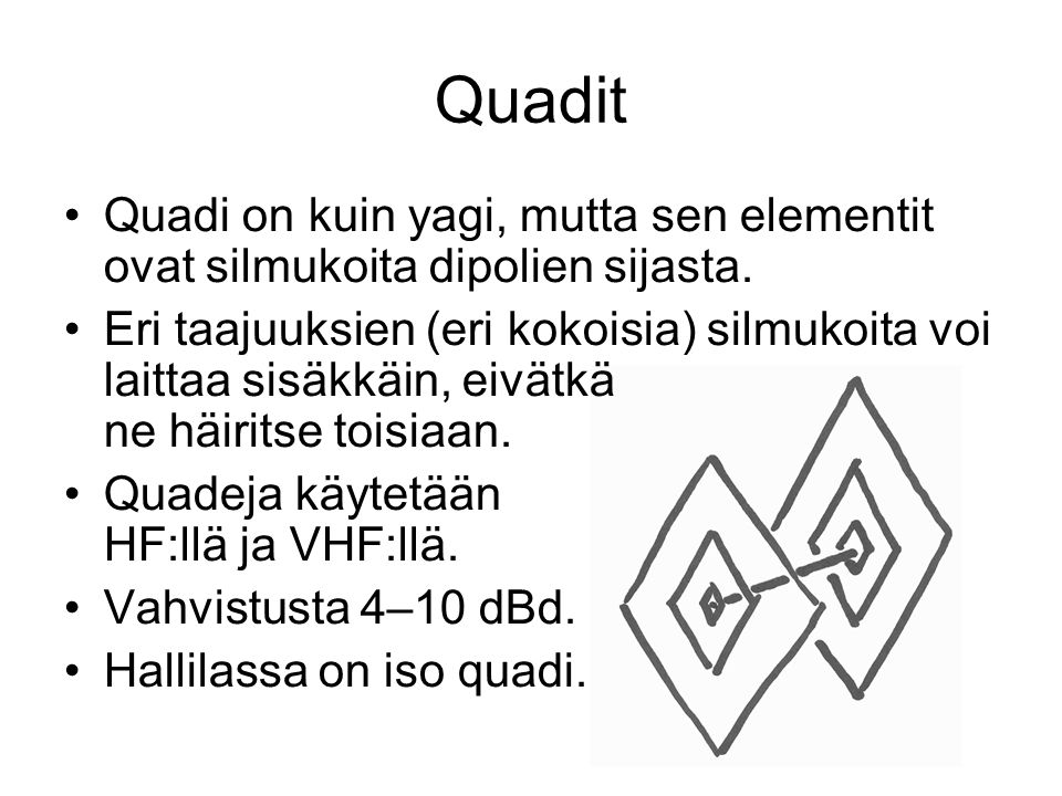 Quadit Quadi on kuin yagi, mutta sen elementit ovat silmukoita dipolien sijasta.