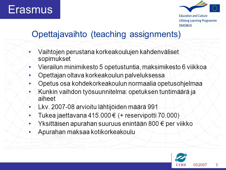 Opettajavaihto (teaching assignments)