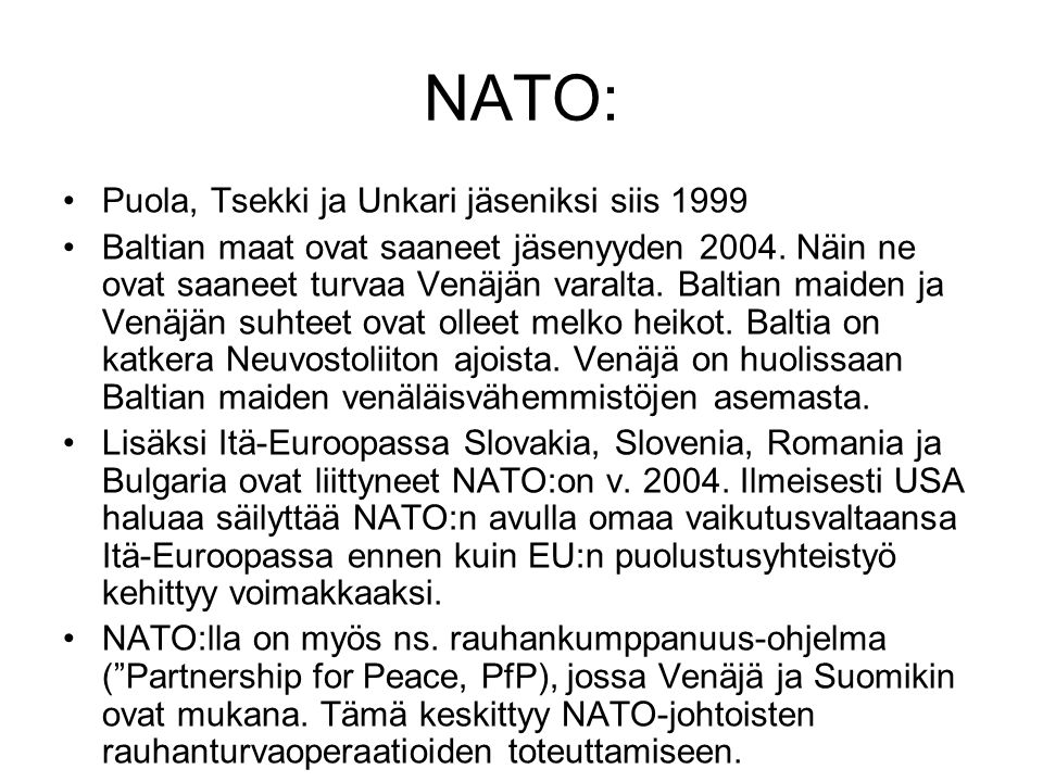 NATO: Puola, Tsekki ja Unkari jäseniksi siis 1999