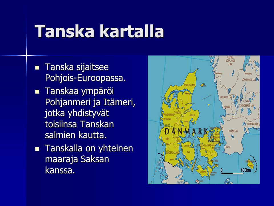 Tanska kartalla Tanska sijaitsee Pohjois-Euroopassa.