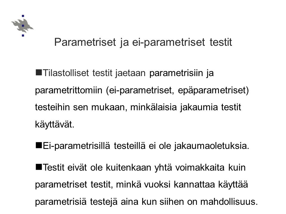 Parametriset ja ei-parametriset testit