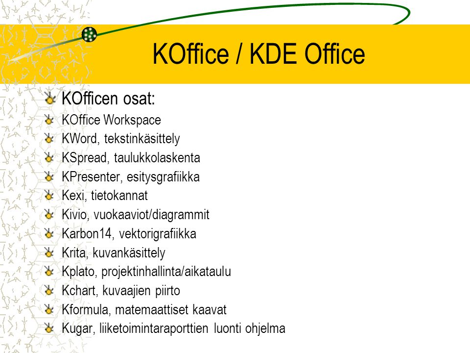 KOffice / KDE Office KOfficen osat: KOffice Workspace