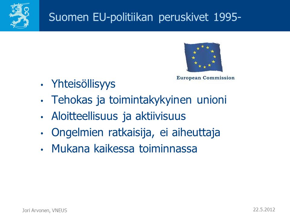 Suomen EU-politiikan peruskivet 1995-