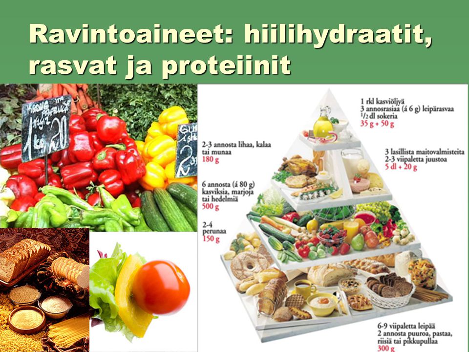 Ravintoaineet: hiilihydraatit, rasvat ja proteiinit