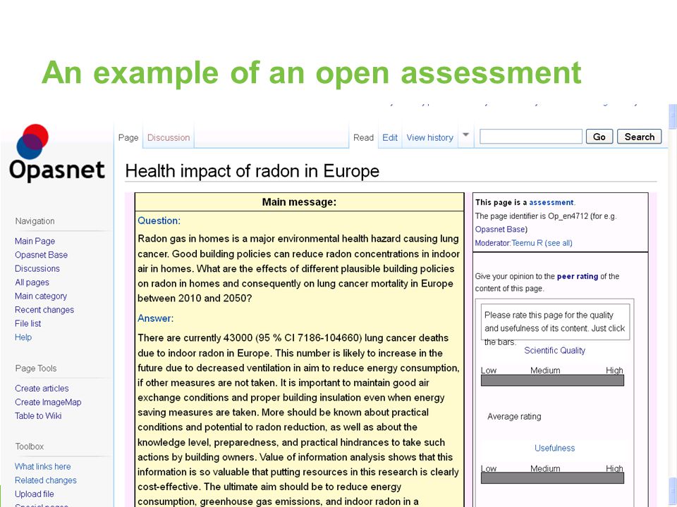 An example of an open assessment