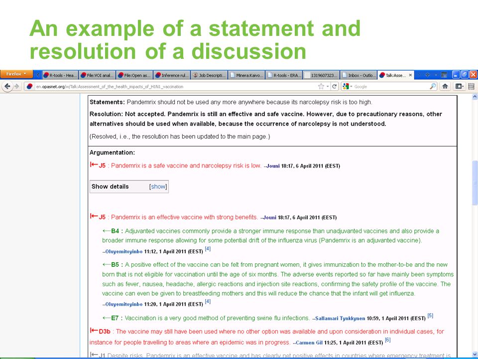 An example of a statement and resolution of a discussion