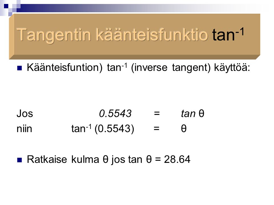 Tangentin käänteisfunktio tan-1