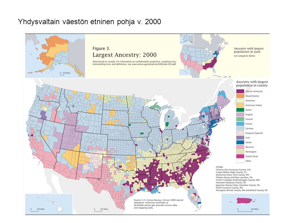 Yhdysvaltain väestön etninen pohja v. 2000