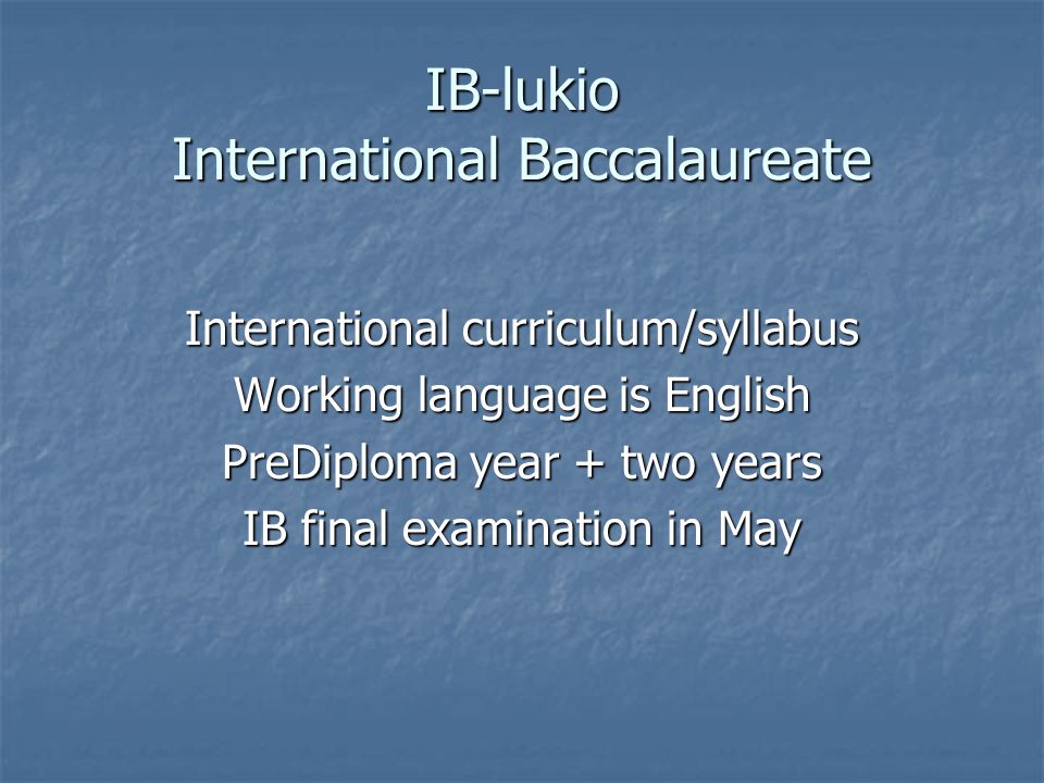 IB-lukio International Baccalaureate