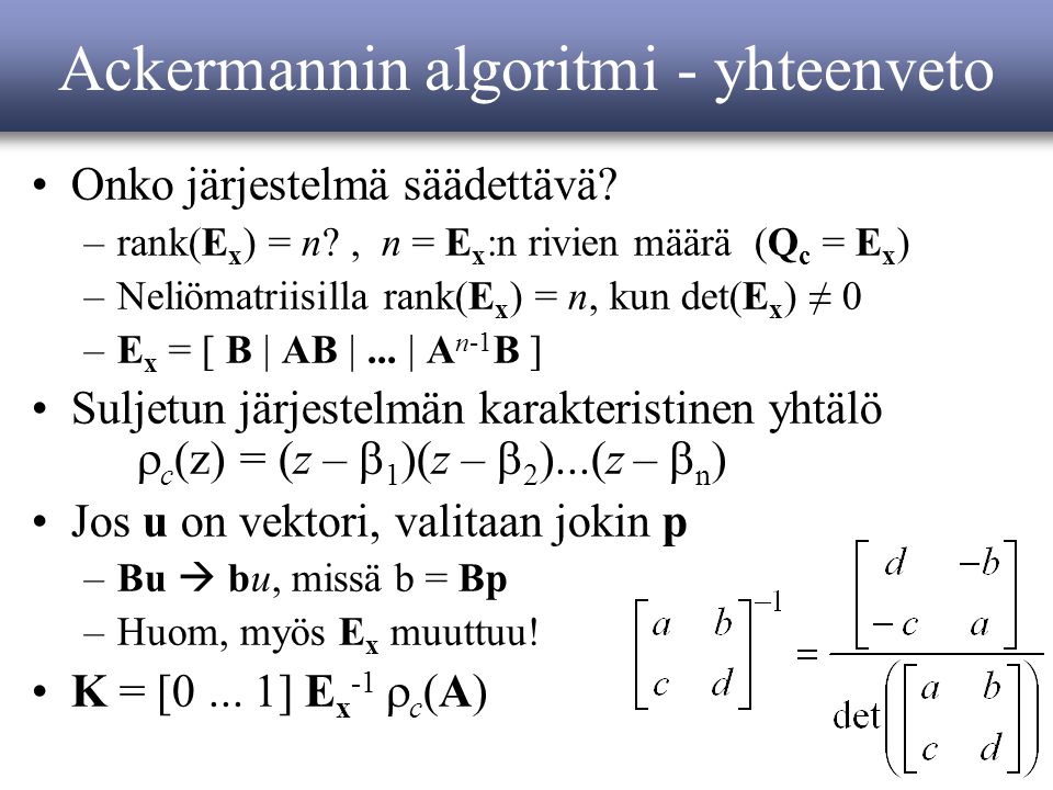 Ackermannin algoritmi - yhteenveto