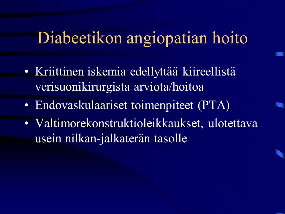 Diabeetikon angiopatian hoito