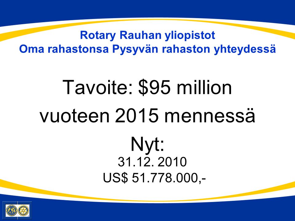 Rotary Rauhan yliopistot Oma rahastonsa Pysyvän rahaston yhteydessä