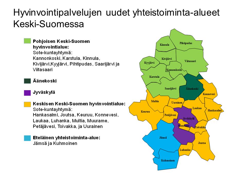 Hyvinvointipalvelujen uudet yhteistoiminta-alueet Keski-Suomessa