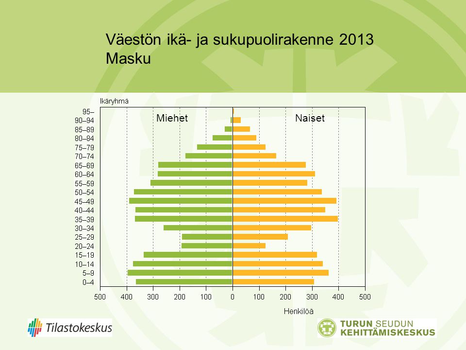 Väestön ikä- ja sukupuolirakenne 2013 Masku