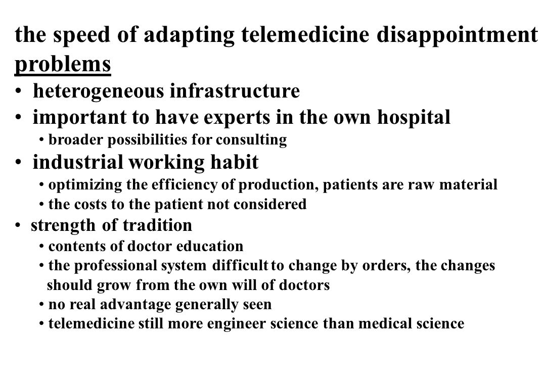 the speed of adapting telemedicine disappointment problems