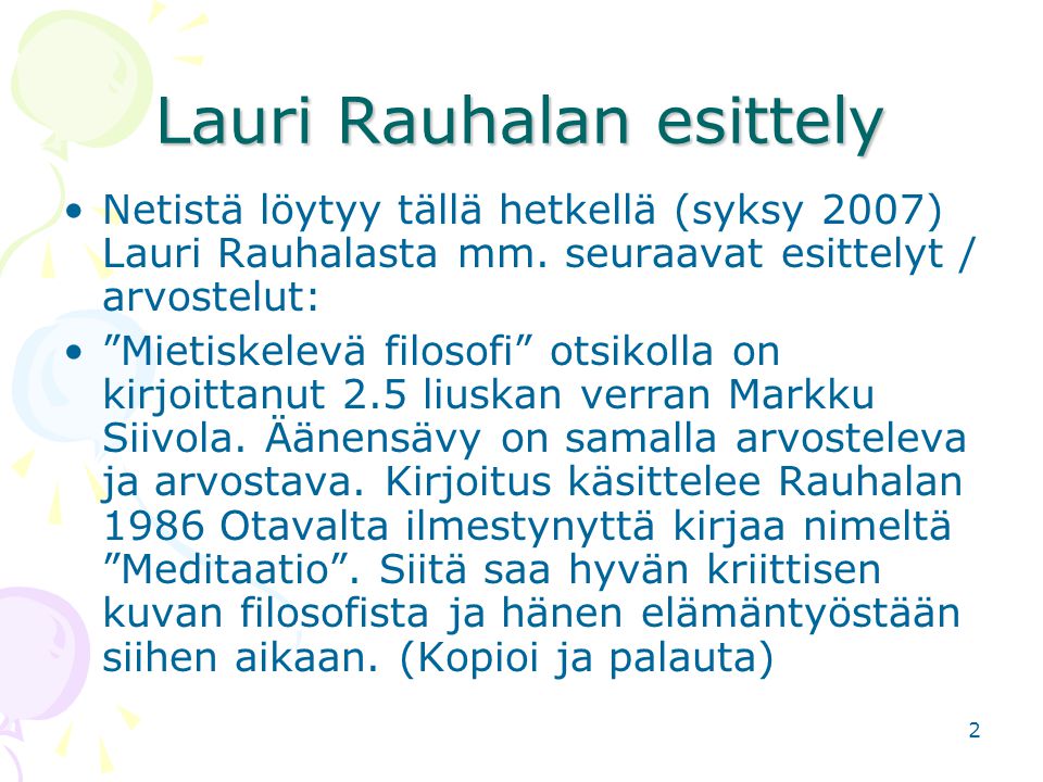 Lauri Rauhalan esittely