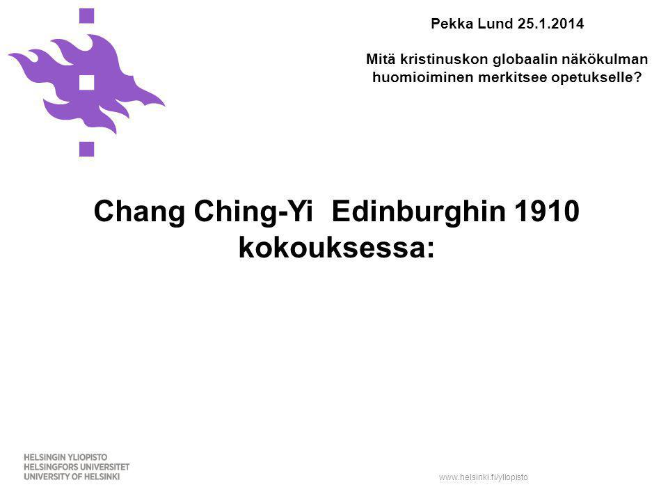 Chang Ching-Yi Edinburghin 1910 kokouksessa:
