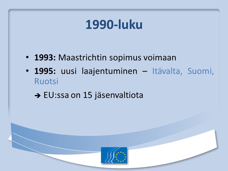 1990-luku 1993: Maastrichtin sopimus voimaan