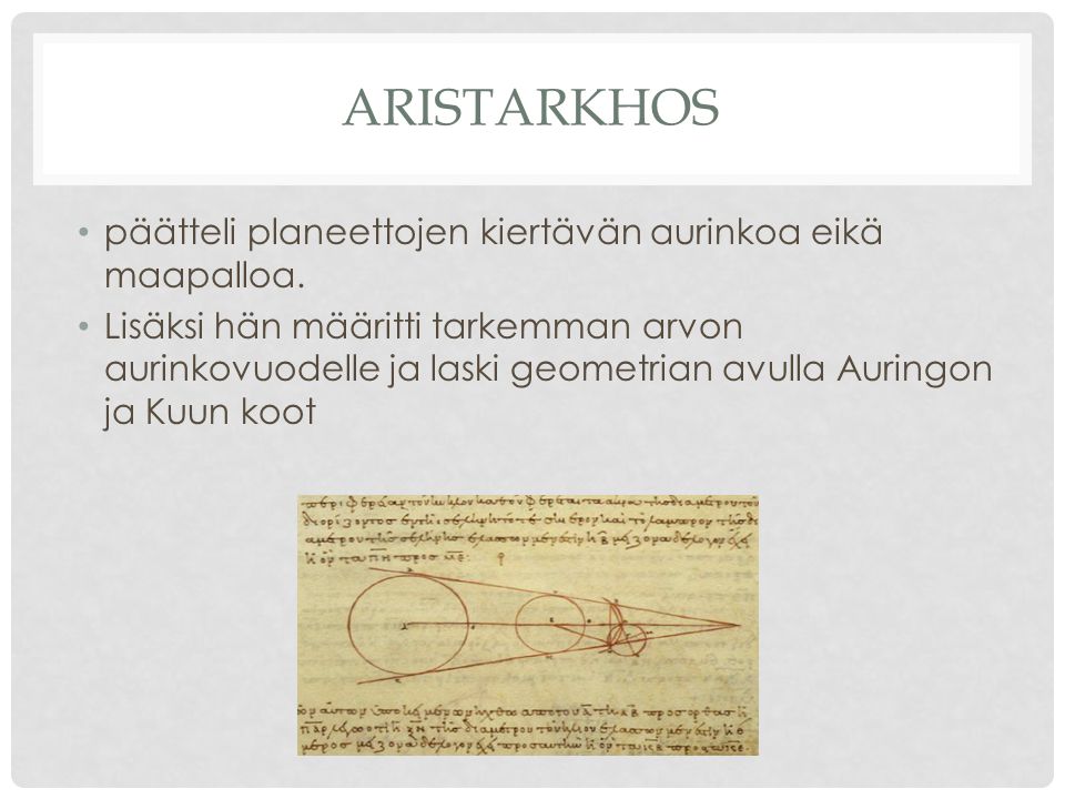 Aristarkhos päätteli planeettojen kiertävän aurinkoa eikä maapalloa.