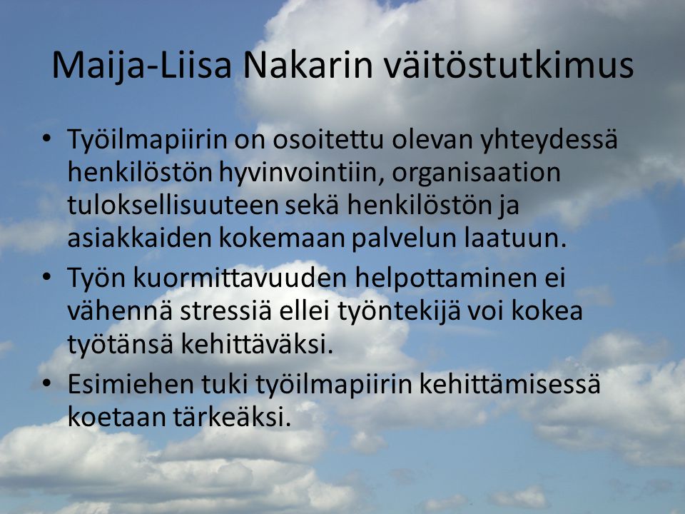 Maija-Liisa Nakarin väitöstutkimus