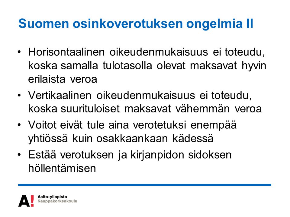 Suomen osinkoverotuksen ongelmia II