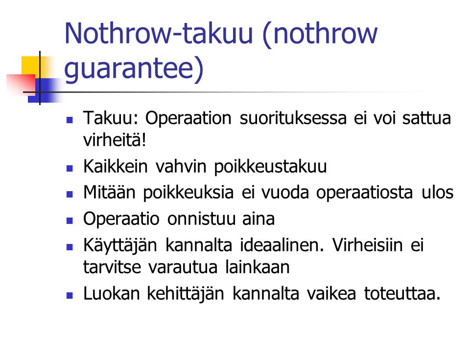 Nothrow-takuu (nothrow guarantee)