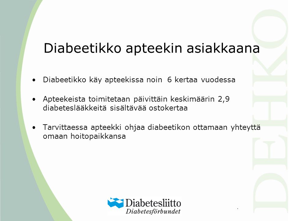 Diabeetikko apteekin asiakkaana
